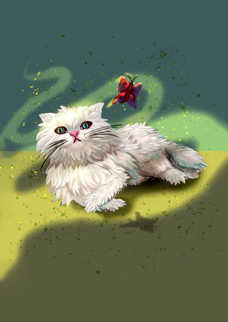 Cat Watching Butterfly