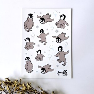 NEW! Penguin Freeze Waterproof Vinyl A6 Sticker Sheet