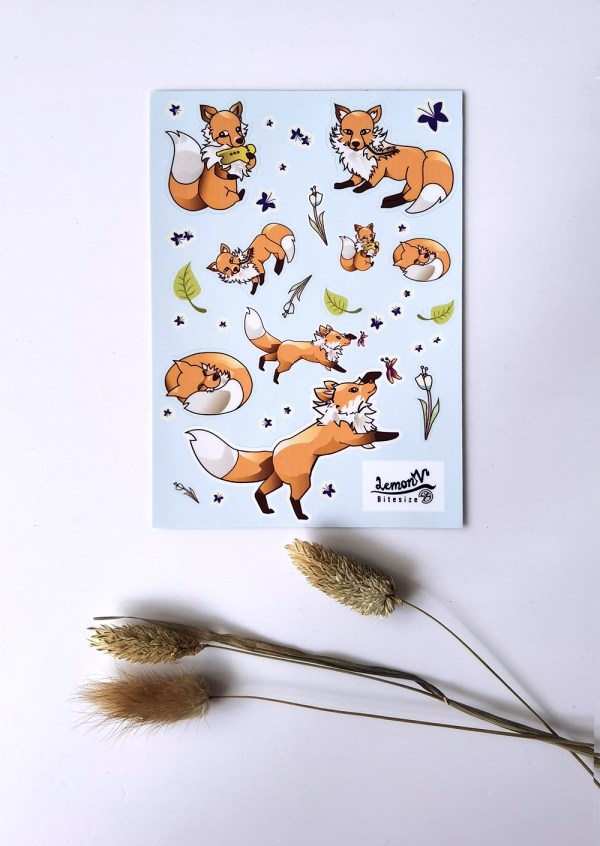NEW! Summertime Foxes Waterproof Vinyl A6 Sticker Sheet